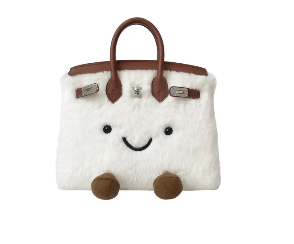 MINI TEDDY BAG WHITE-BROWN