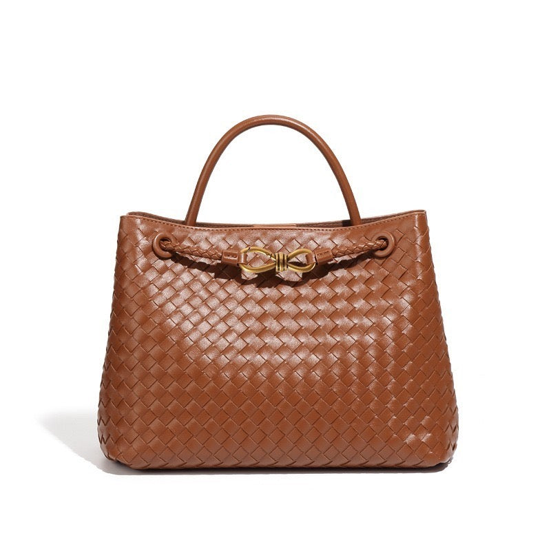 WOVEN TOTE MARRON